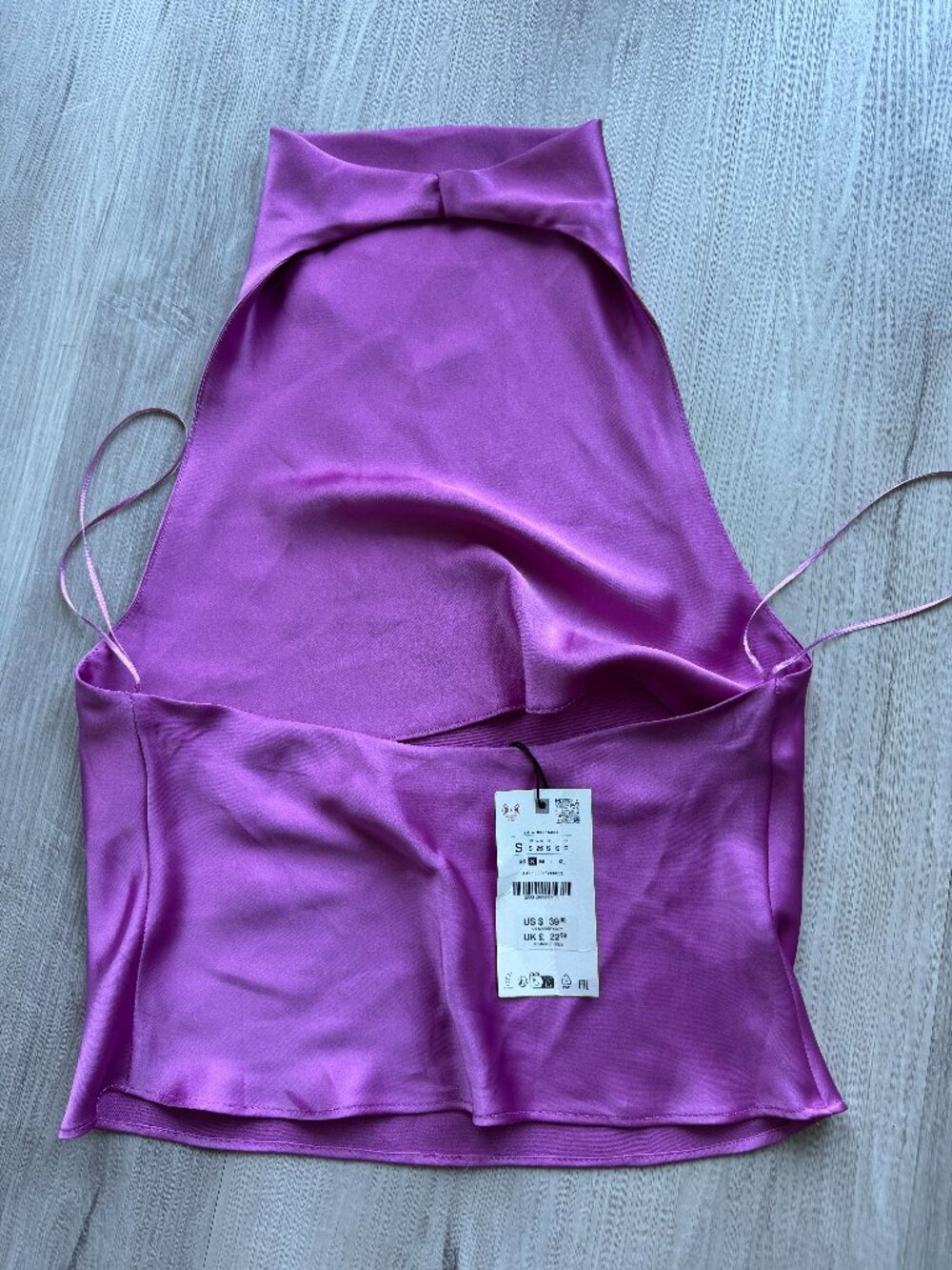 Zara Pink Lilac Satin Halter Open Back Top Size S NWT - Picture 9 of 13
